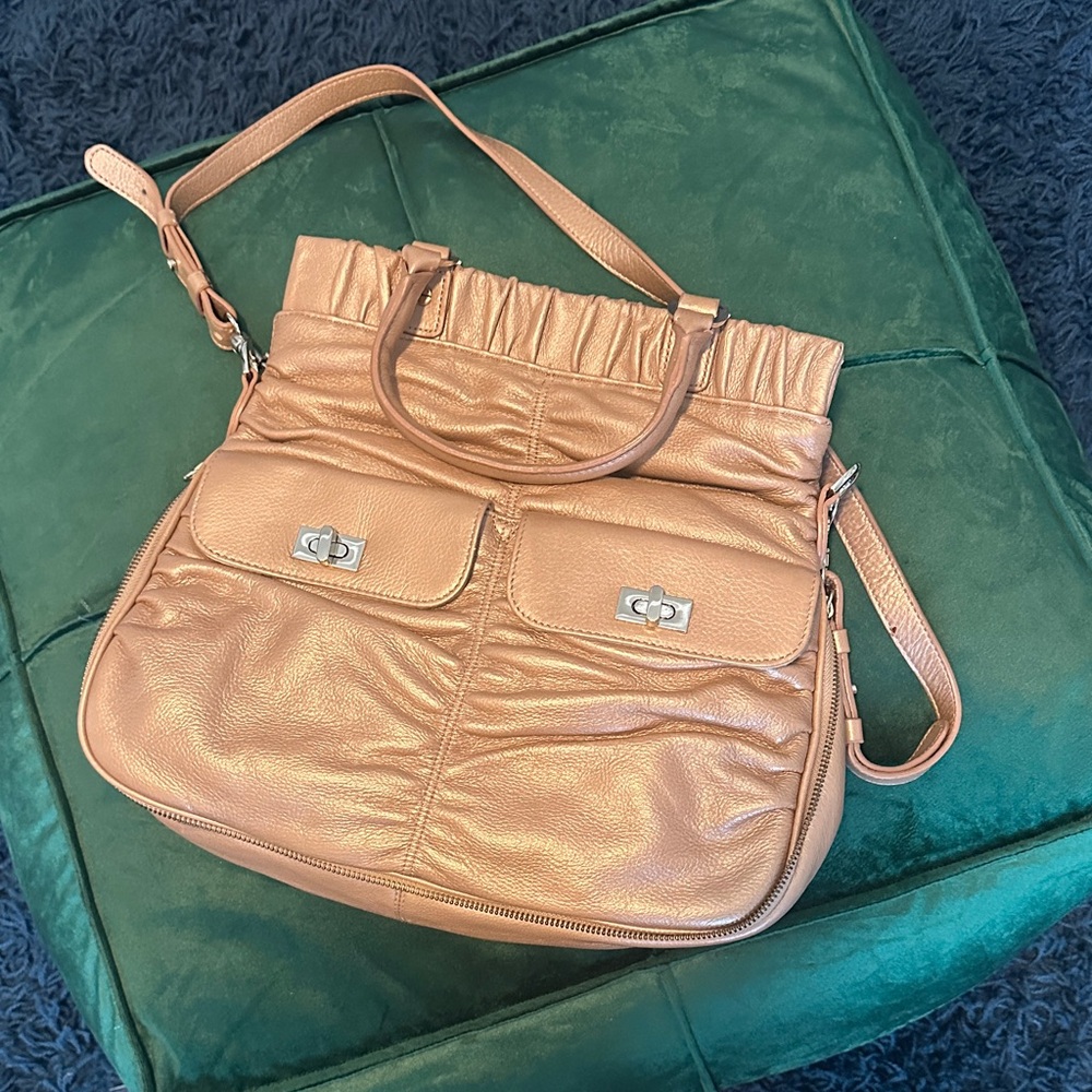 Alexis Hudson Metallic Gold Leather Tote Bag